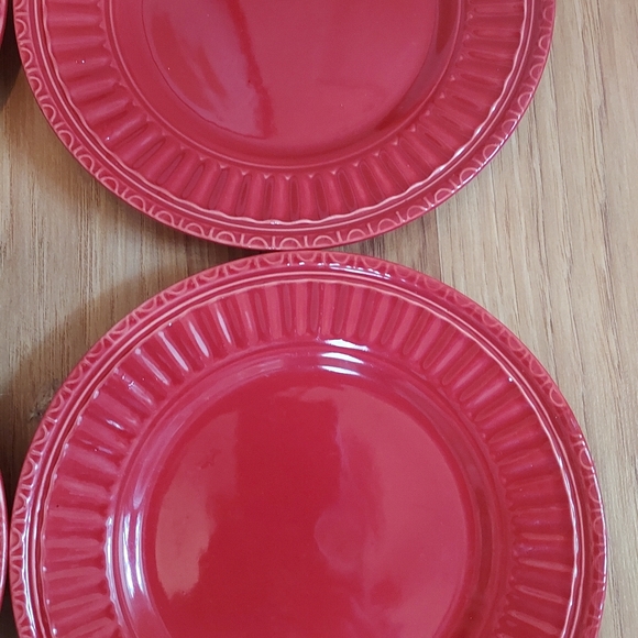 JC Penney Italiana Red Dessert Salad Plates Ribbed Rim 7.5 Inches - Picture 4 of 8